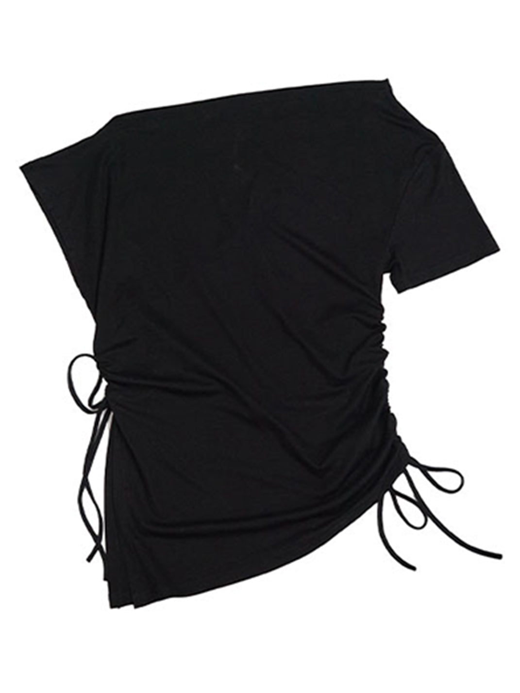 CestNous|Off Shoulder Drawstring Oversize Print Tee-Black - PSYLOS 1, CestNous|Off Shoulder Drawstring Oversize Print Tee-Black, T-Shirt, CestNous, PSYLOS 1